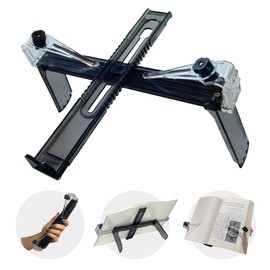 PAZIS Portable Bookstand, Small Book, Adjustable Reading Stand, Hands-Free Reading with Protective Page Clips (Black)