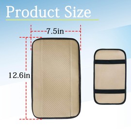 KAQISI Car Armrest Storage Box Mat, Fiber Leather Car Center Console Cover, Car Armrest Seat Box Cover Accessories Interior Protection for Most Vehicle, SUV, Truck, Car (Beige)