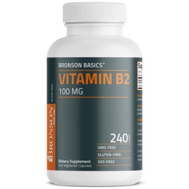Bronson Vitamin B2 100mg Non-GMO, 240 Vegetarian Capsules