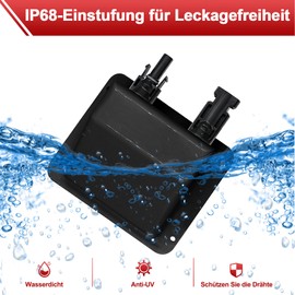 Roof Feed-Through Solar Double Cable Enclosure with 3 m 6 mm² Copper Cable and Solar Panel Connector, Cable Feed-Through Junction Box for Motorhome, Boats, PV System and Campers