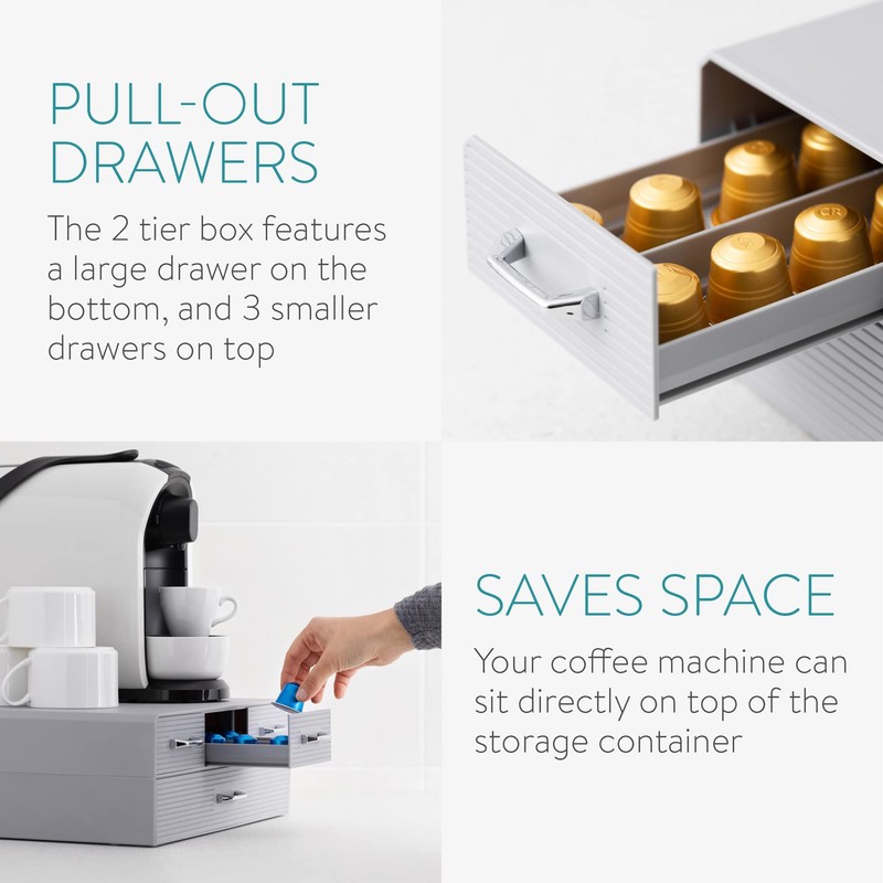 Navaris Coffee Pod Holder with 4 Drawers - Compatible with