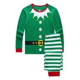 KikizYe Adult Mens Elf Christmas Family Matching Pajamas Sets Long Sleeve Pjs Green Size M