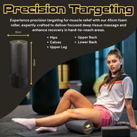 FitNation Foam Roller – High-Density Foam Muscle Roller – Textured Foam Rollers for Muscle Massage, Stretching, Pilates, Yoga – 18-inch (FITIZEN Medium, 45 x 15 cm)