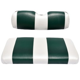 Seat Cover Replacement for Club Car Precedent Golf Cart - Front Bench Seat - Premium Marine Vinyl - 5 Panel Stitching - Staple On Installation - Two-Tone Golf Cart Seat Covers (White & Green)