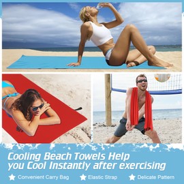 Peryiter 10 Pcs Microfiber Lightweight Beach Towels Bulk, 59 x 27 Inch Ice Cooling Quick Dry Absorbent Travel Bath Travel Towels for Swimming Pool Hot Weather Yoga Sports Workout Camping Beach Favors