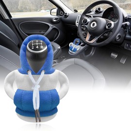 SXCCNW Car Gear Knob Cover, Gear Lever Hoodie, Car Gear Knob Hoodie Gear Knob Cover for Car Gear Lever Decoration Accessories, 15 x 13 cm, White Blue