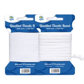 Agoer Wide Elastic Band, Round, 3 mm, 6 mm, 20 Metres, White Elastic Cord for Sewing and Household, DIY Crafts