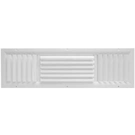 HVAC Premium 24''w X 6''h 3-Way Aluminum Curved Blade Adjustable Air Supply HVAC Diffuser - Full Control Vertical/Horizontal Airflow Direction - Vent Duct Cover [Outer Dimensions: 25.65''w X 7.65''h]