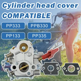 AUMEL C1M-W44 Carburetor Carb with Air Fuel Filter Line Kit For Craftsman Poulan 33CC PP333 PP330 PPB330 PP133 PP335 PPB335 PP338PT Pro Gas Trimmer Replace 545008042 545189502 ZAMA W44