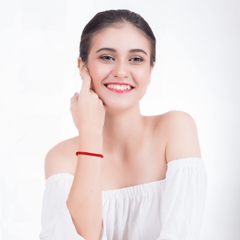 Yolev Pack of 6 Red Cord Bracelet Adjustable Red Rope