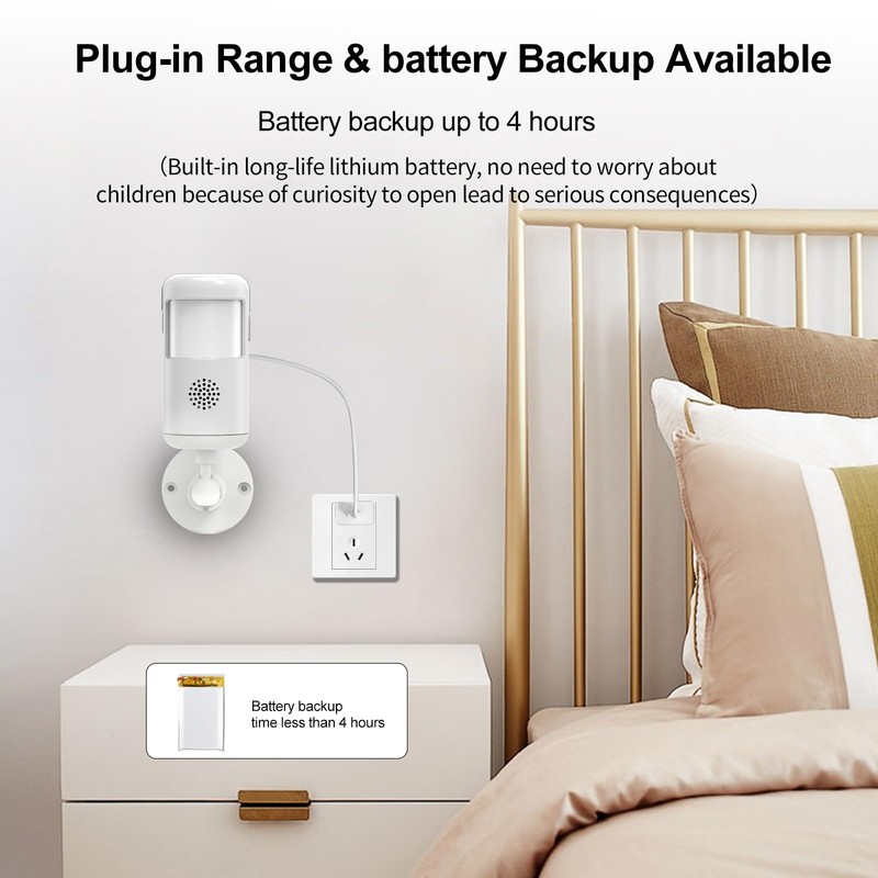 WiFi Infrared Motion Sensor Alarm, Phone and Text Notifications(Value-Added Service),