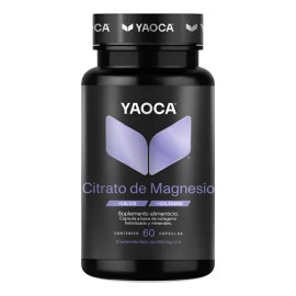 Citrato De Magnesio | Yaoca | 60 Capsulas | 600 Mg | Sabor Sin Sabor