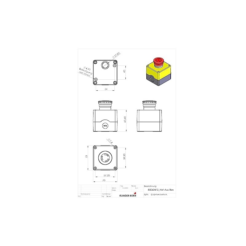 Emergency Stop/Emergency Stop Button in Housing with 1 Opener Element