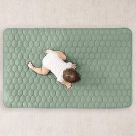 Comfy Cubs Rectangle Kids Play Mat - Small 36 x 60 inches Soft Quilted Baby Floor Mat with Non-Slip Bottom - Plush Design for Toddlers' Playtime and Relaxation - Comfortable and Durable - Fern