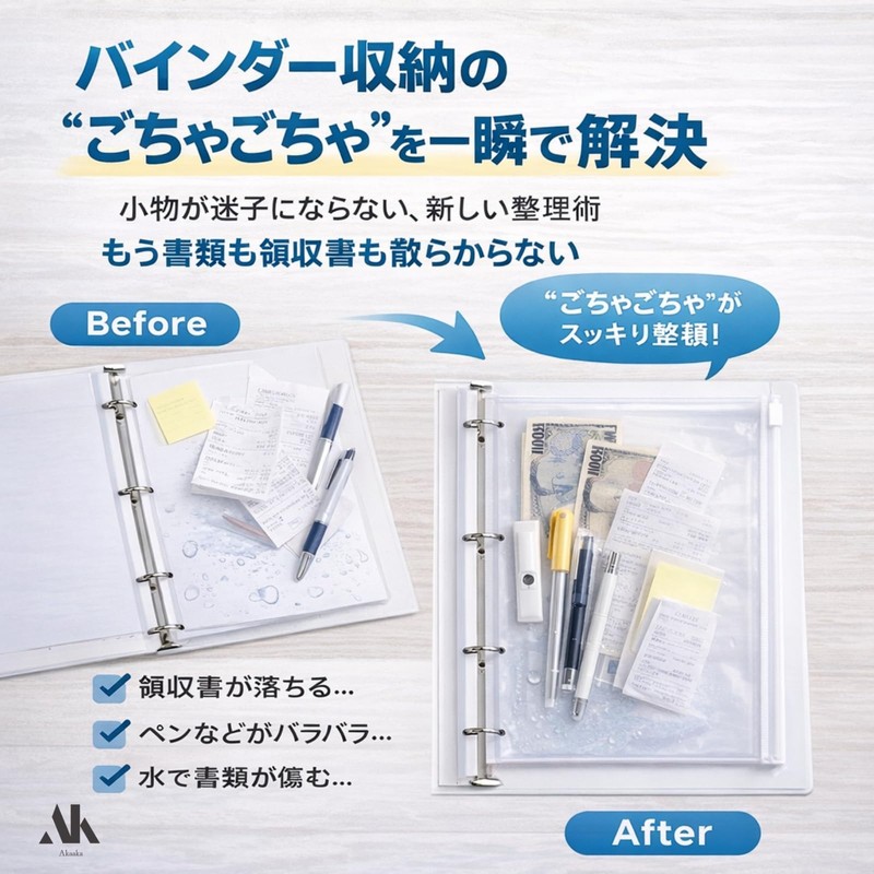 Akaaka Loose Leaf Binder Zipper Pocket Waterproof Transparent Clear Refills