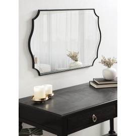 Kate and Laurel Hollyn Glam Scalloped Wall Mirror, 20 x 30, Black, Decorative Traditional Wall Decor with Elegant Frame and Soft Scallops
