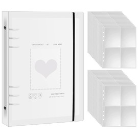 Hoxfly A5 Binder Photo Card Album, 3 Inch Kpop Photo Album Holder, Photocard Binder Kpop, Pack of 25 Photo Sleeves A4 Photo Clear Pockets, 6 Ring Binder Photocard Binder, Plastic Binder, Waterproof