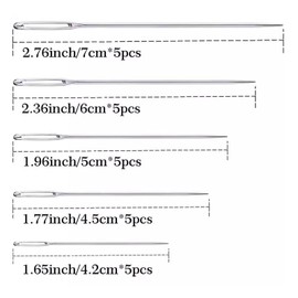 Large Eye Sewing Needles 25pcs Sharp Embroidery Darning Needles for Wool Stainless Steel Hand Sewing Yarn Tapestry Needle 5 Sizes