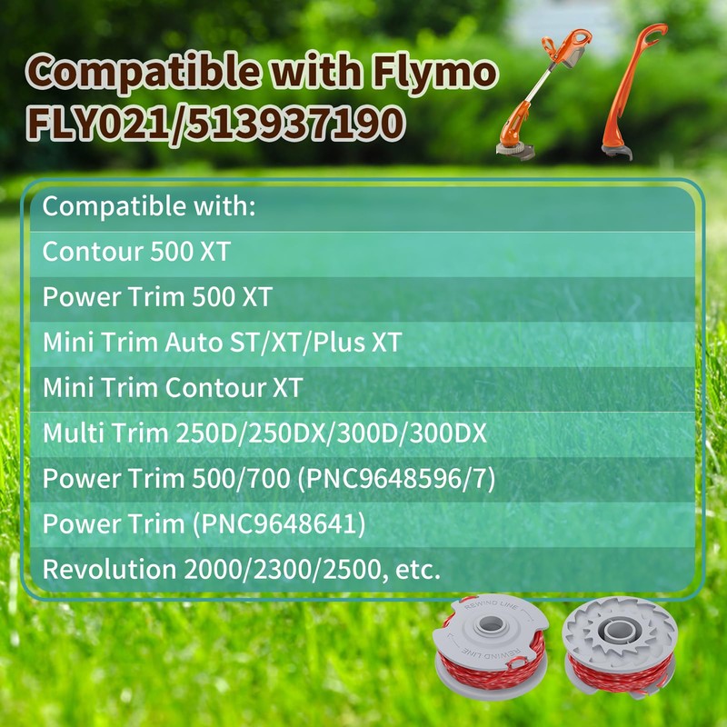 Strimmer Wire, 4 PCS Strimmer Spool Line Compatible with Flymo