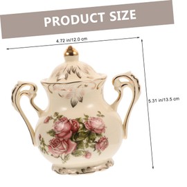 LABRIMP Ceramic Sugar Storage Pot Airtight Lid Vintage Kitchen Canister for Granulated Sugar Elegant Floral Design for Home Cafe and Restaurant Use