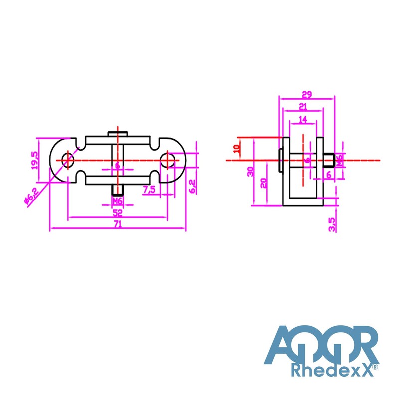 RhedexX®RhedexX® Gas Spring Mounting Bracket Mounting Parts 71 mm x