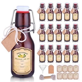 tchrules - 16 botellas de vidrio con tapa abatible de 5 onzas de extracto de vainilla marrón | for Vanilla Extract Homemade, Gift Giving,...
