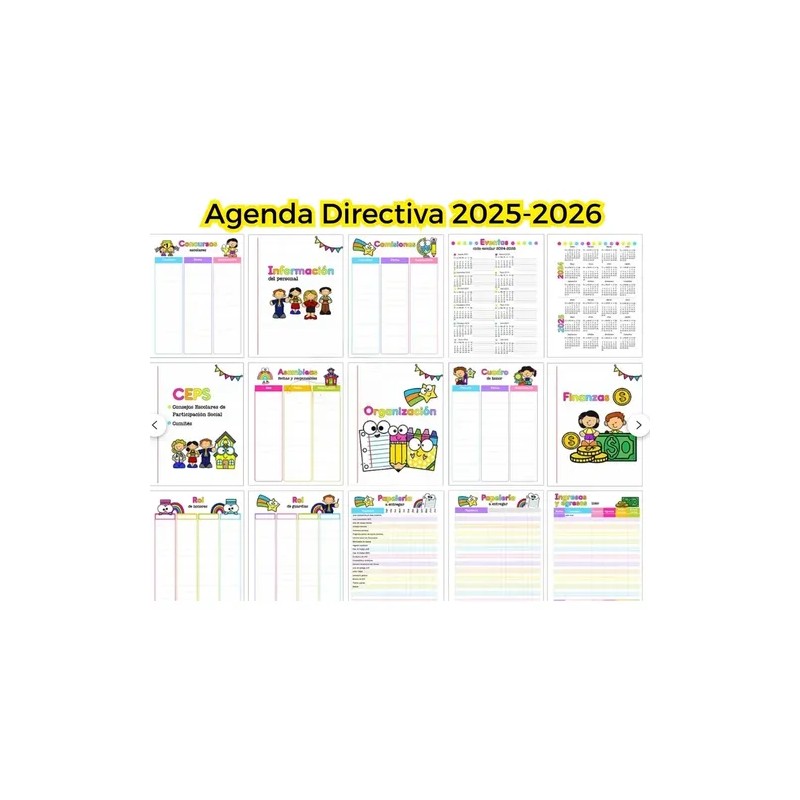 Agenda Escolar Directiva 2026 Personalizada 2026-2027