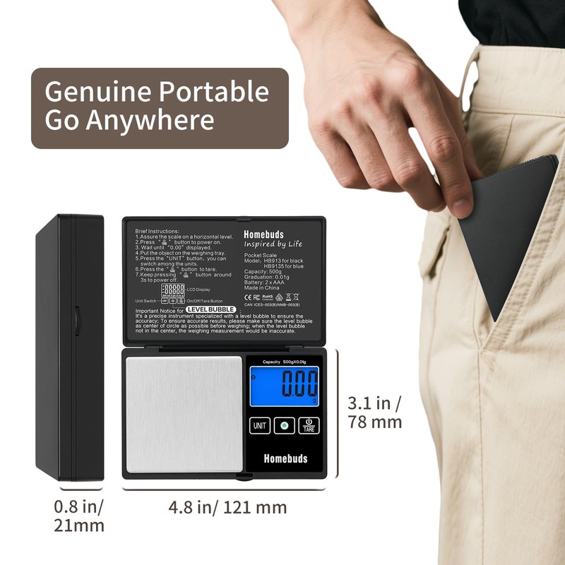 Homebuds 500g Digital Gram Scale High Precision in 0.01g with
