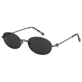 Appassal Retro Oval Sunglasses For Women Men Small Rectangle Metal Frame Elegant Sunnies AP3662 Gun/Grey