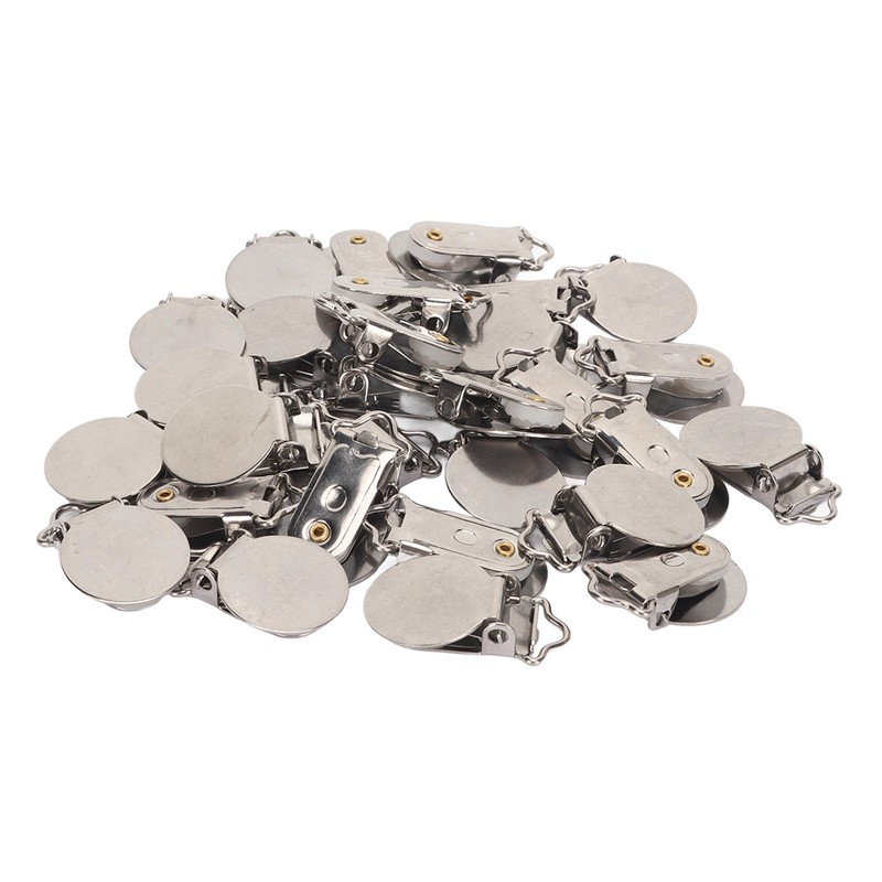 30pcs Metal Round Pacifier Clips for Toddler Rust Prevention Electroplated
