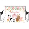 Lofaris Pink Farm Animals Birthday Photography Backdrop Girls Birthday Barnyard