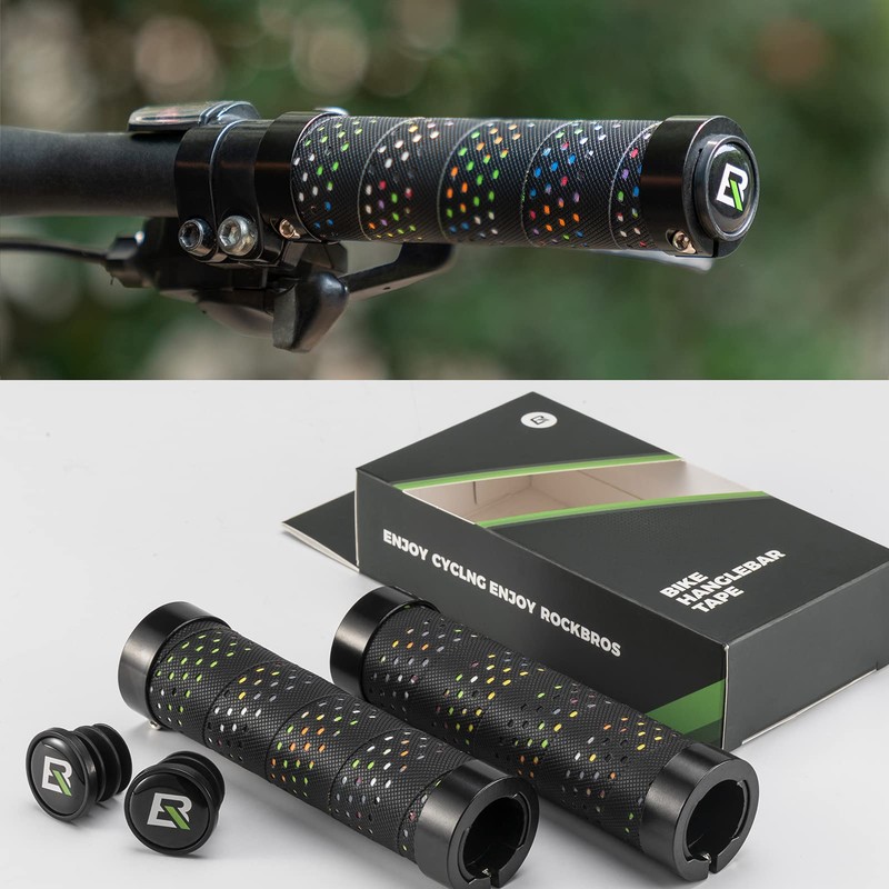 ROCKBROS Bicycle Grip, Handle Grip, Anti-Slip, Bar Tape-like, Aluminum Locking
