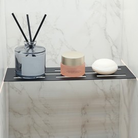 Biutimarden 11.81 Inch Shower Niche Shelf for Prefabricated Tile Niches SUS304 Stainless Steel Shower Shelf for Tile Prefab Niche (Black)