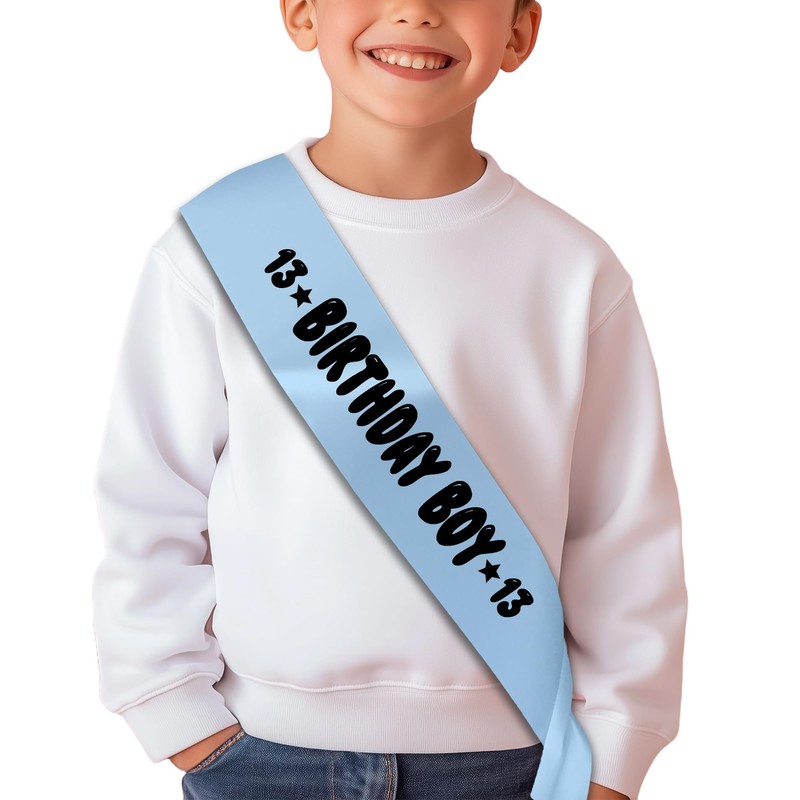 13th Birthday Boy Sash – Teenager's Party Accessory with Bubble