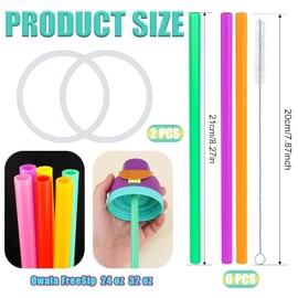 6-Pack Colorful Straw Replacements for 24oz & 32oz Owala Water Bottles – Includes Cleaning Brush & Seal Lid Gaskets
