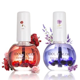 Virellay 2 Pcs Nagelhaut Öl Rose und Lavendel Nail Oil, Nagelöl Repair & Protect, Pflegendes Nagel Cuticle Oil, Getrockneten Blumen Nagelhautpflege, Nail Care Nagelhaut Öl für Hände Nägel Nagelhaut