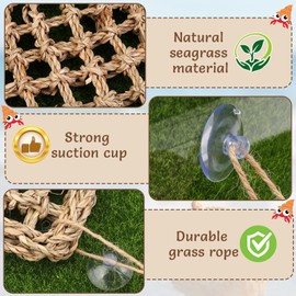 FWUNYVN Hermit Crab Climbing Toys,Lizard Seagrass Mat,Hermit Crab Hammock with Suction Cups,Hermit Crab Supplies Decor Habitat,Small Reptile Tank Accessories for Guinea Pigs Hamsters Geckos (Triangle)