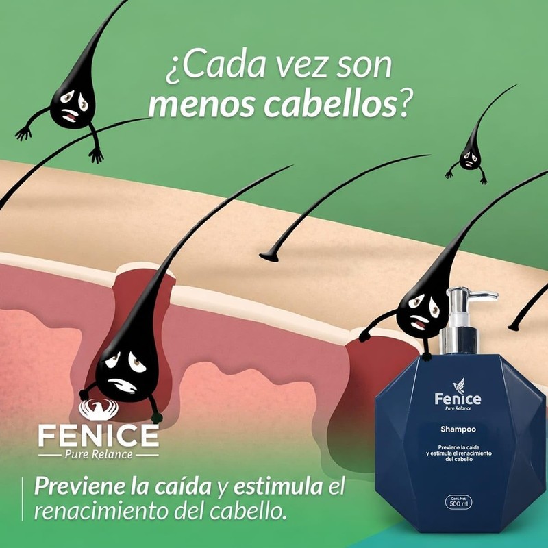 FENICE Shampoo Anticaida, Ayuda a Reducir la Caída del Cabello