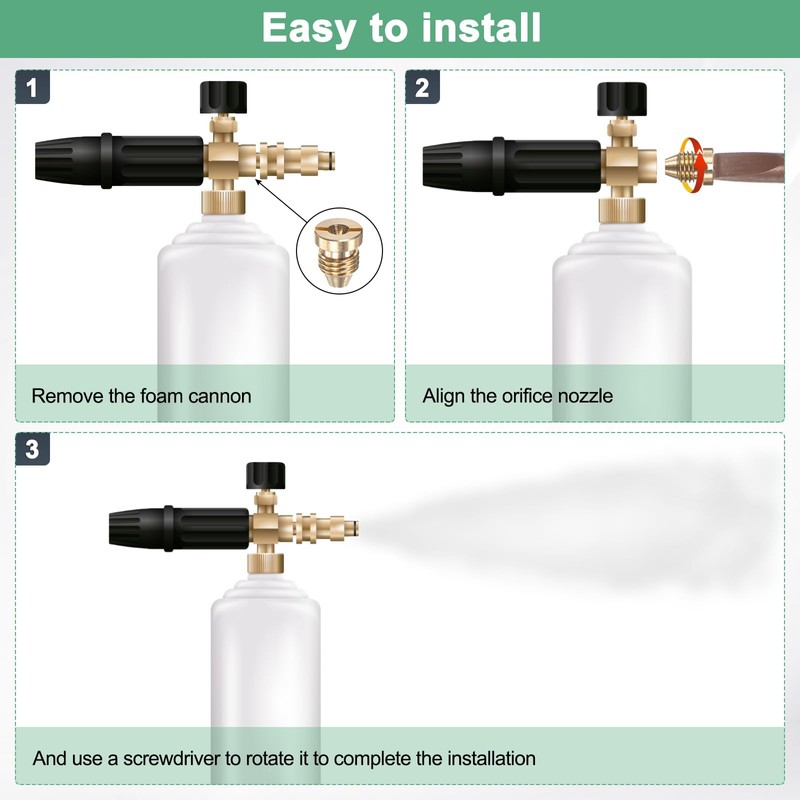 M METERXITY 1-Pack Foam Cannon Orifice Nozzle, 1.4mm Brass Universal