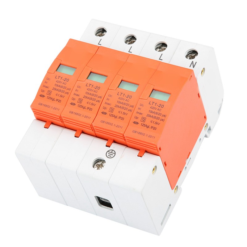 4P 20kA 420vAC House Surge Protective Low voltage Arrester Device