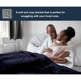 Comfort Lab Plush Flannel Throw Blanket - Soft, Lightweight, Giftable Fleece Blanket for Couch, Bed & Home Decor - Anti Pilling and Non Shedding Fleece Couch Throw - Oversize Throw (60" x 70") - Navy