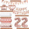 22nd Birthday Decoration Rose Gold Set for Girls, Rose Gold