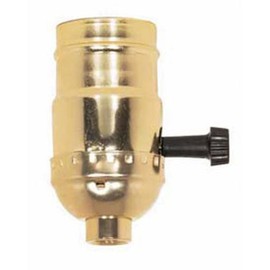 Brass Light Socket - Plated - 3-Terminal - 2 Circuit - Turn Knob - Medium Base Socket - 1/8 IPS - PLT 90-421