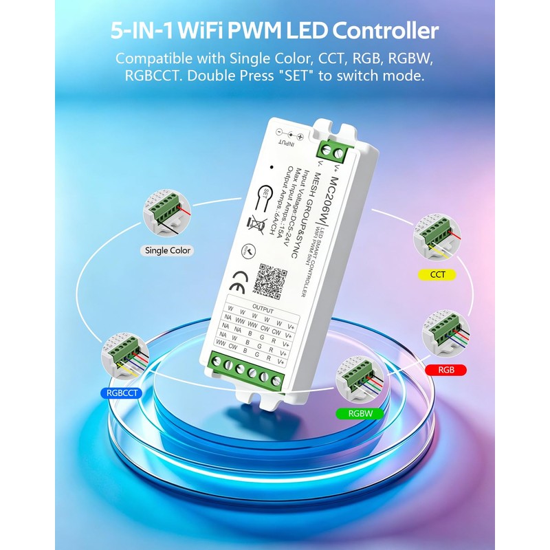 Aclorol WiFi 5-in-1 LED Strip Controller PWM Dimmer Dimmable for