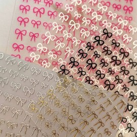 Nail Art Metal Drawing Knot Ribbon Nail Sticker 5 Types (WD37E1B) / 네일아트 메탈 드로잉 매듭 리본 네일스티커 5종 (WD37E1B)