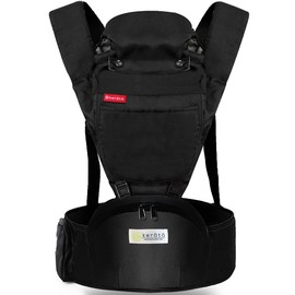 Kerata Ninaru 3-Way Baby Carrier with Hip Seat, Front Facing, Face-to-face, Mama Best Award, Detachable Waist Carrier, (d. Black with Cover)