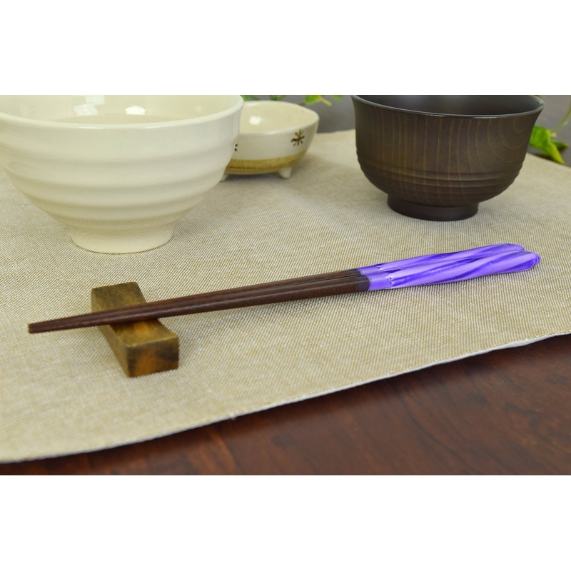 Aoba Chopsticks Natural Wood, Candy Ball Thread, Purple, 9.1 inches