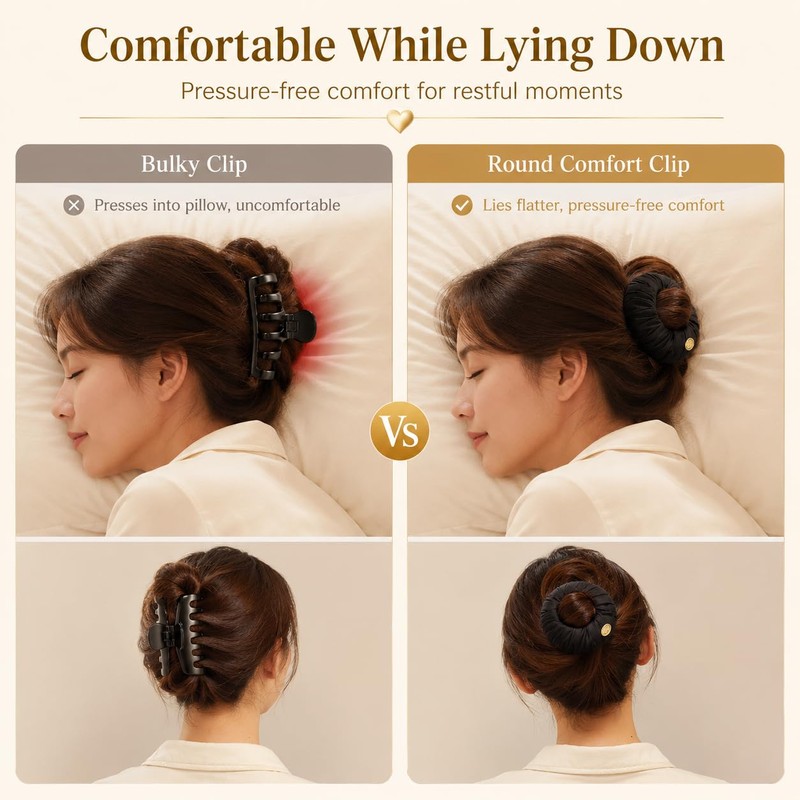 3 Pcs Flat Hair Clips for Women, Soft Non-irritating Round