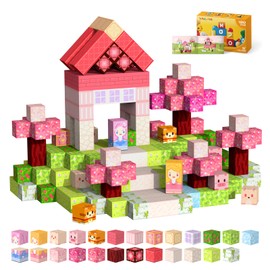 VNLINA Magnetic Blocks Kid Building Toys - 120Pcs Magnet Cubes Toddler Montessori Sensory STEM Toy for 3-5 4-6 5-7 6-8 Year Old Boys Girls, Build Pink Castle Set