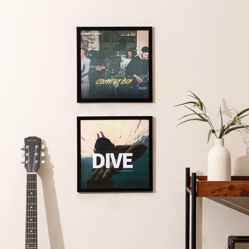 eletecpro 12.5x12.5 Black Record Frame, Sturdy and Lightweight, PVC Album